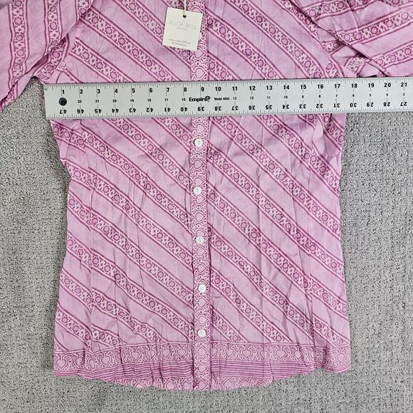 NWT Bell By Alicia Bell Button Up Shirt Silk Blend Womens Size 4 Pink - Picture 6 of 10